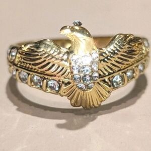 1 CT Round Simulated Diamond Men's Flying Eagle Ring 14K Yellow Gold Plated